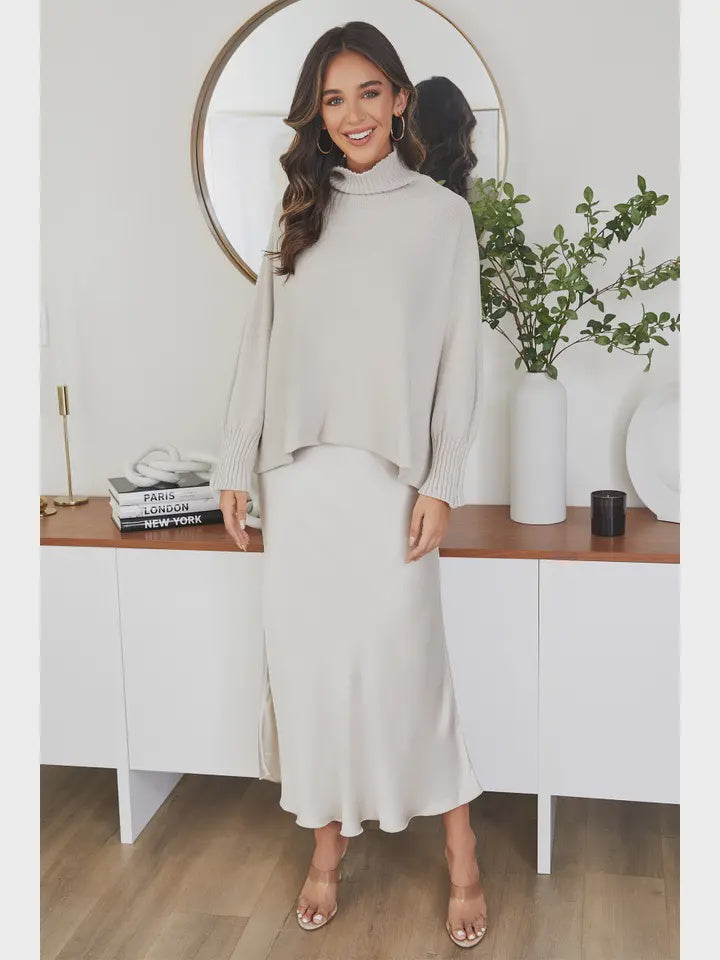 Drapey Turtle neck SweaterBeige