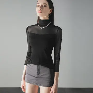Long Sleeve mock mesh top