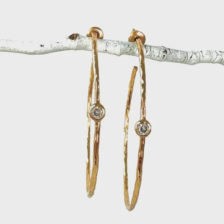 Single Cz Hoops gold