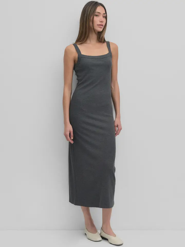 The Marlow Dress | Ribbed Bodycon Dress CHARCOAL