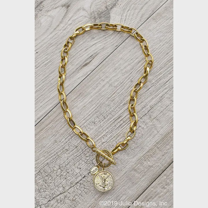 Answer Thick Cable Chain Necklace with Winged Victory Coin