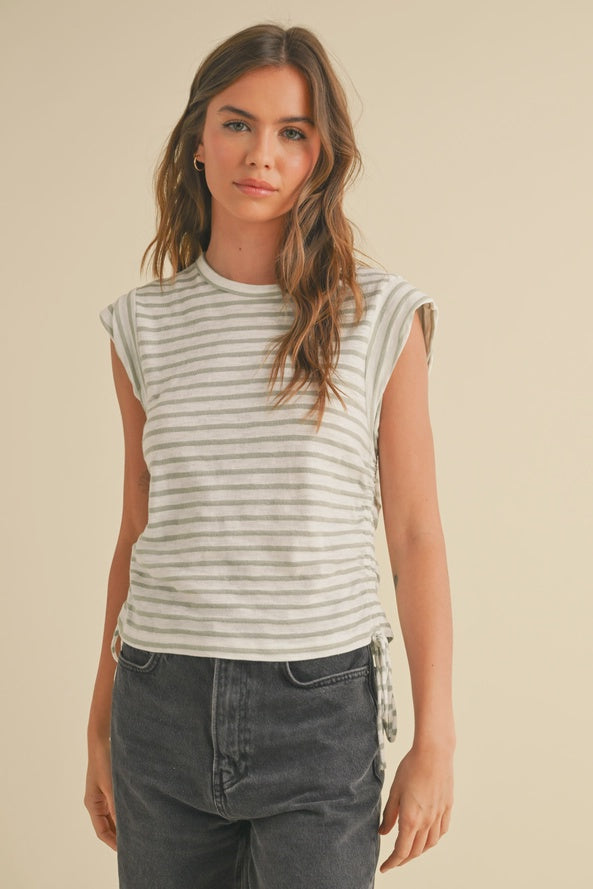 Striped drawstring top