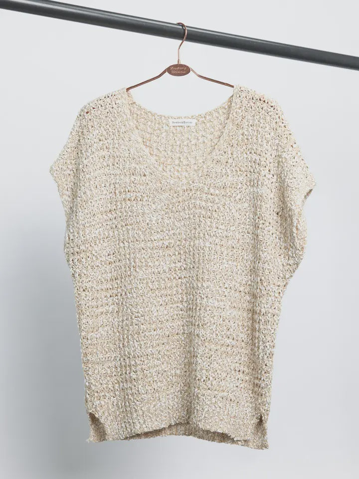 Summer Relaxed Fit V-Neck Knit Top taupe