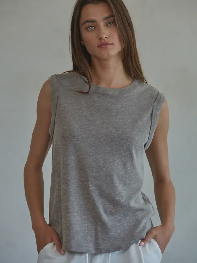 Cotton Sleeveless Top taupe