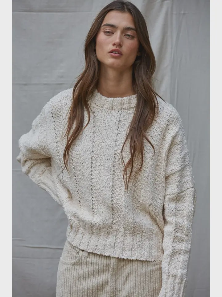 Wide ribbed ivory sweater