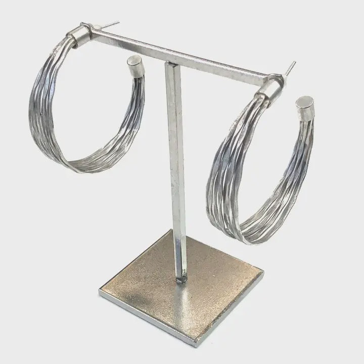 Multi Wires silver Hoop Earrings