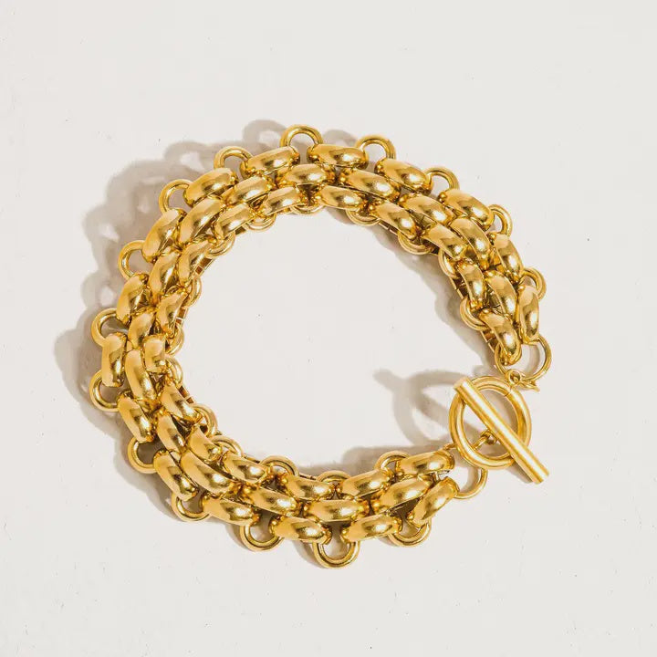 Donni 18K Gold Non-Tarnish Bold Weave Bracelet
