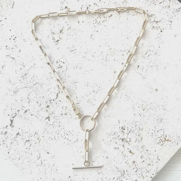 Matte gold paperclip necklace