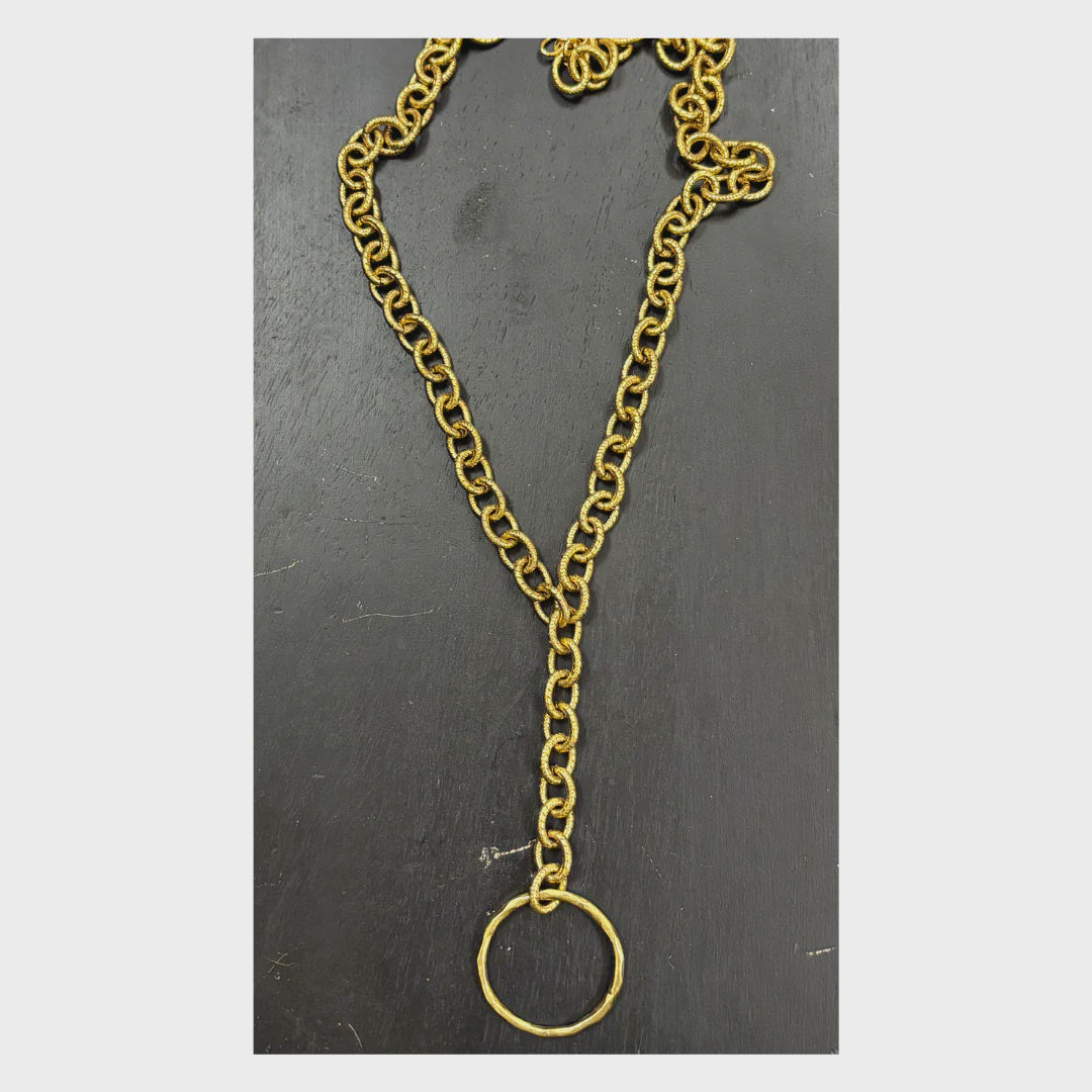 24" antique gold chain necklace with pendant