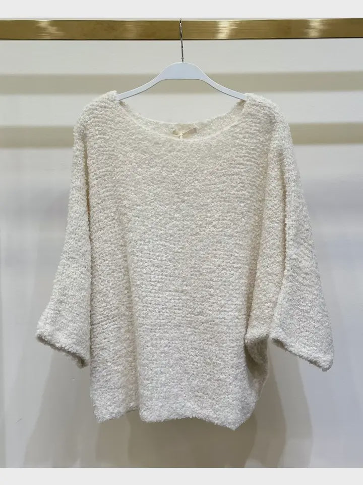 Dolman Sleeve Boucle Sweater oatmeal