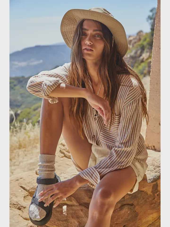 Brown Long sleeve Collor shirt