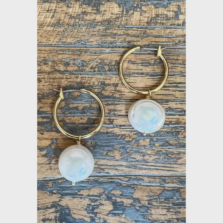 Small Pearl Hoop Earring