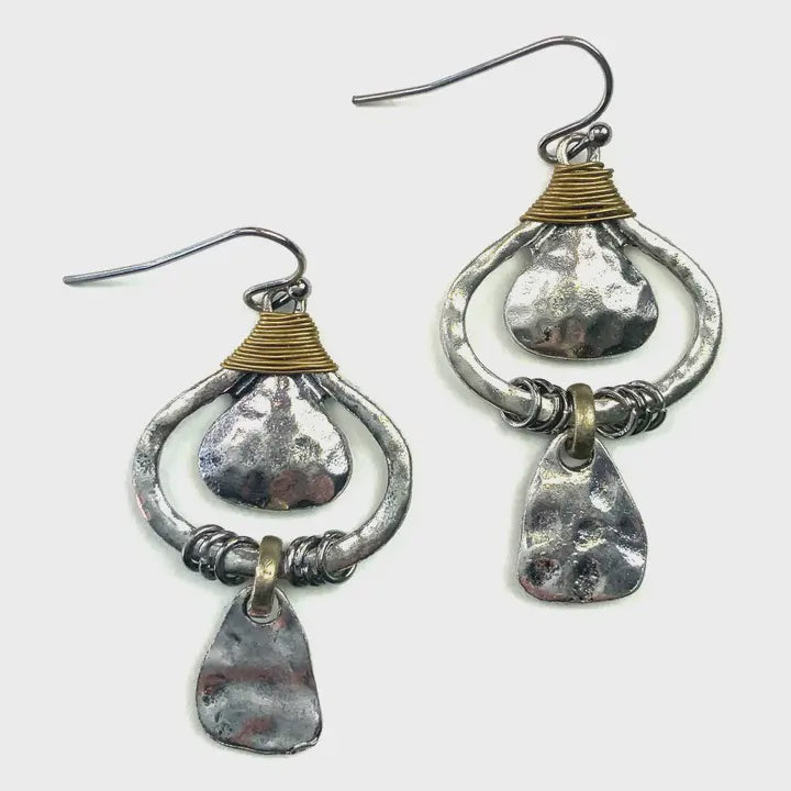 Wrapped Collage Dangle Earrings with Dangle