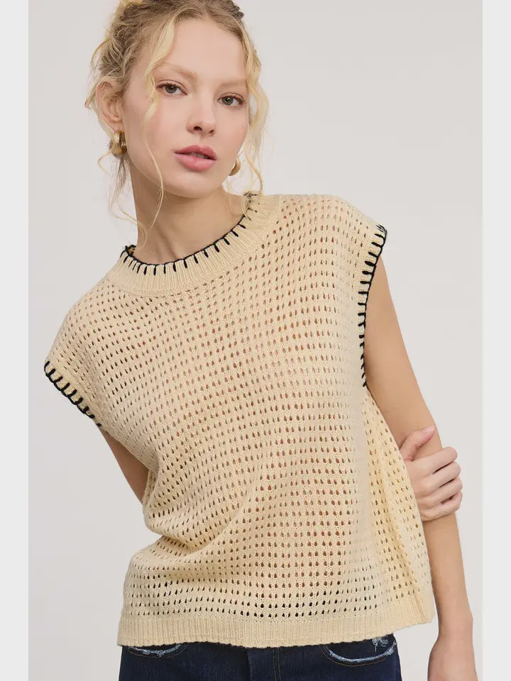 Crochet Knit Detailed sleeveless top