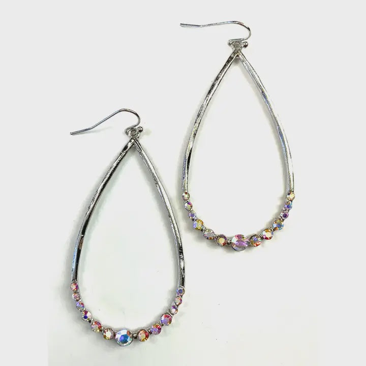 Bottom Blinged Teardrop Silver Dangle