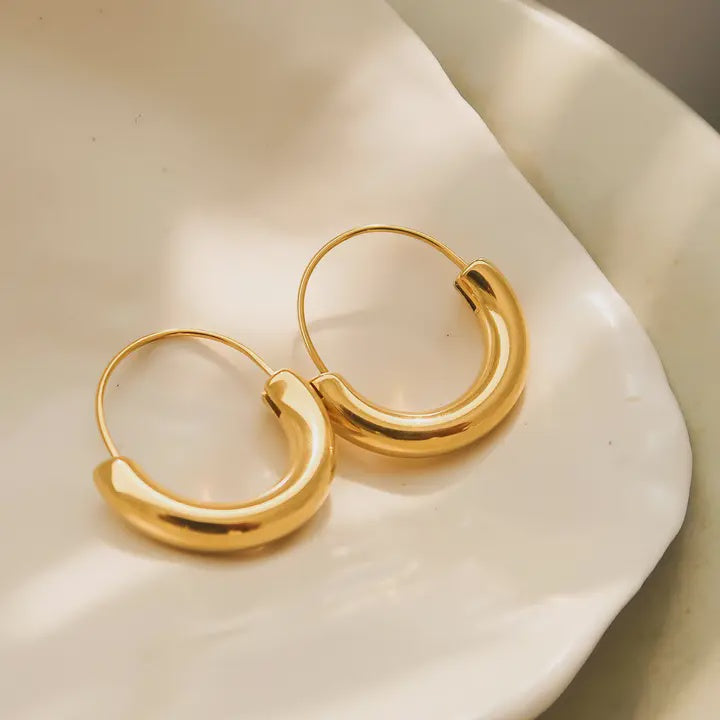 Mackenzie 18K Non-Tarnish U-Shape Hoop Earring
