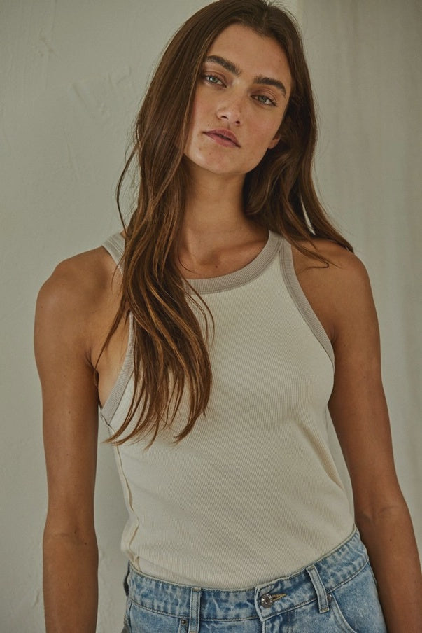 Cotton Spandex Tank Top Ivory