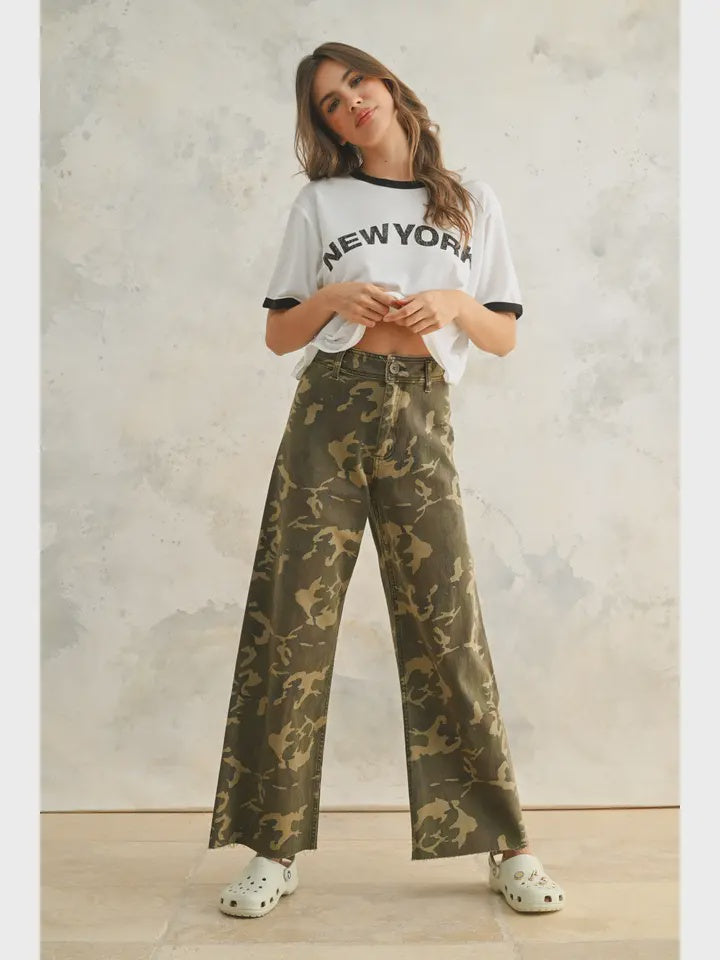 Camo wide leg pant