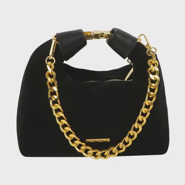 Gold Link Suede shoulder bag