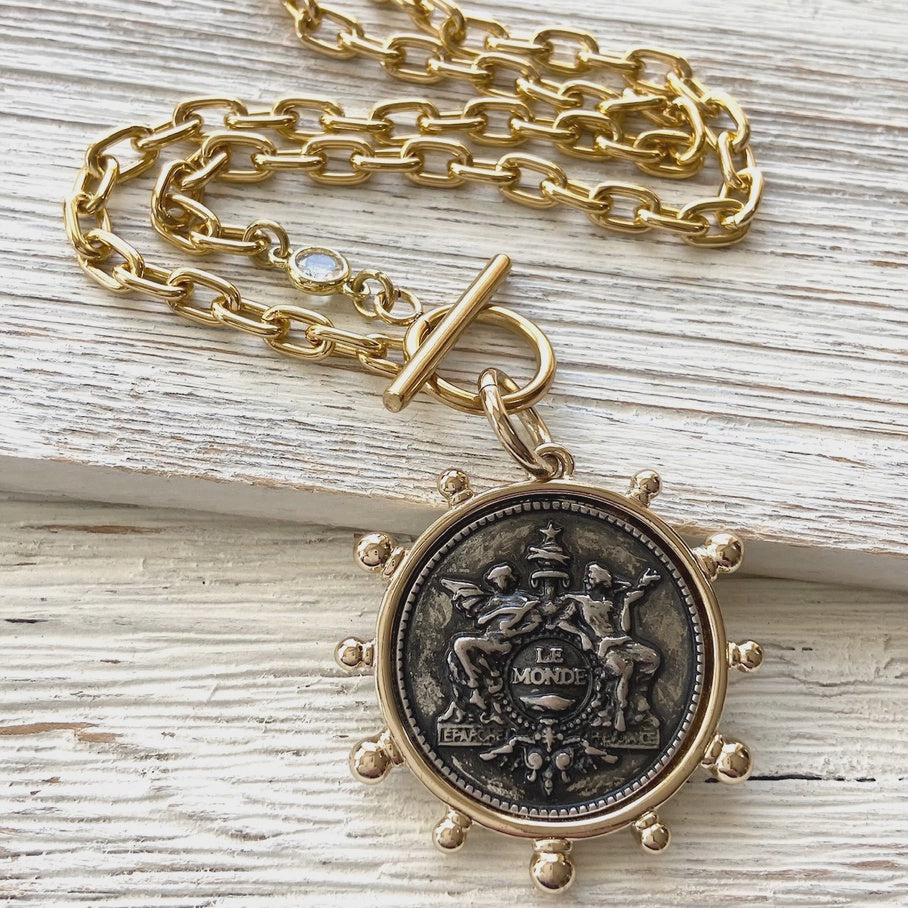 french medallion necklace gold