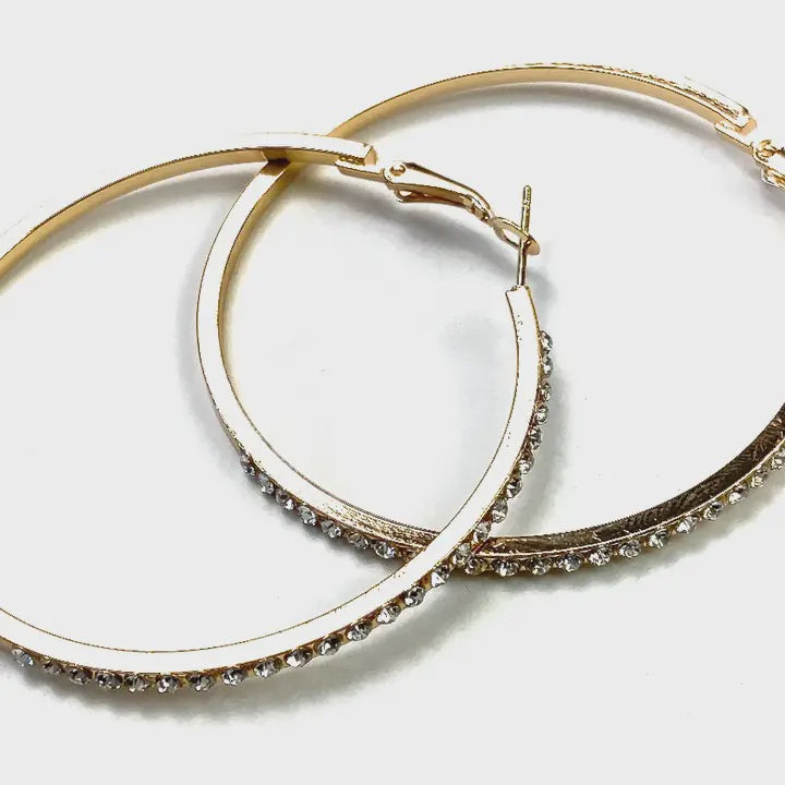 Med. Blinged Gold Hoop