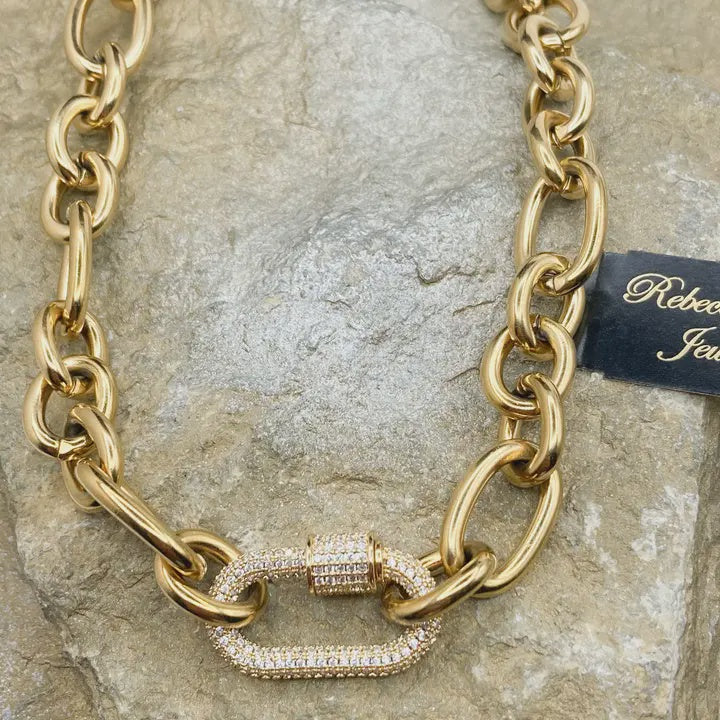 chunky chain pave necklace