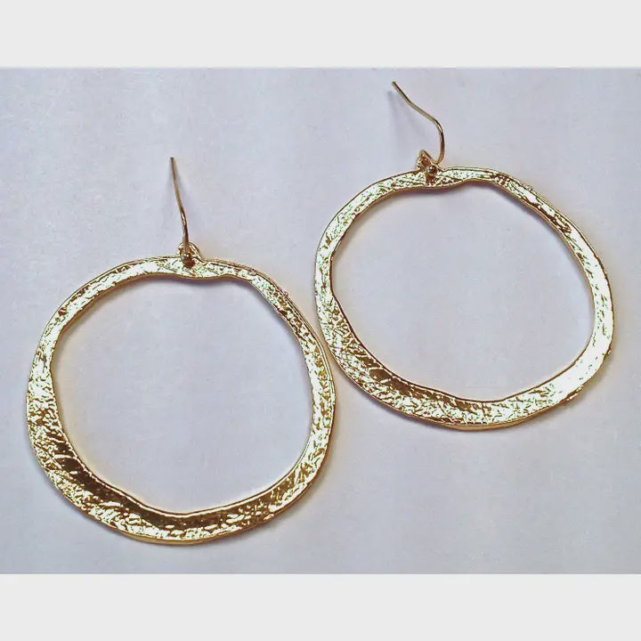 Gold Hammered Dangle Earrings