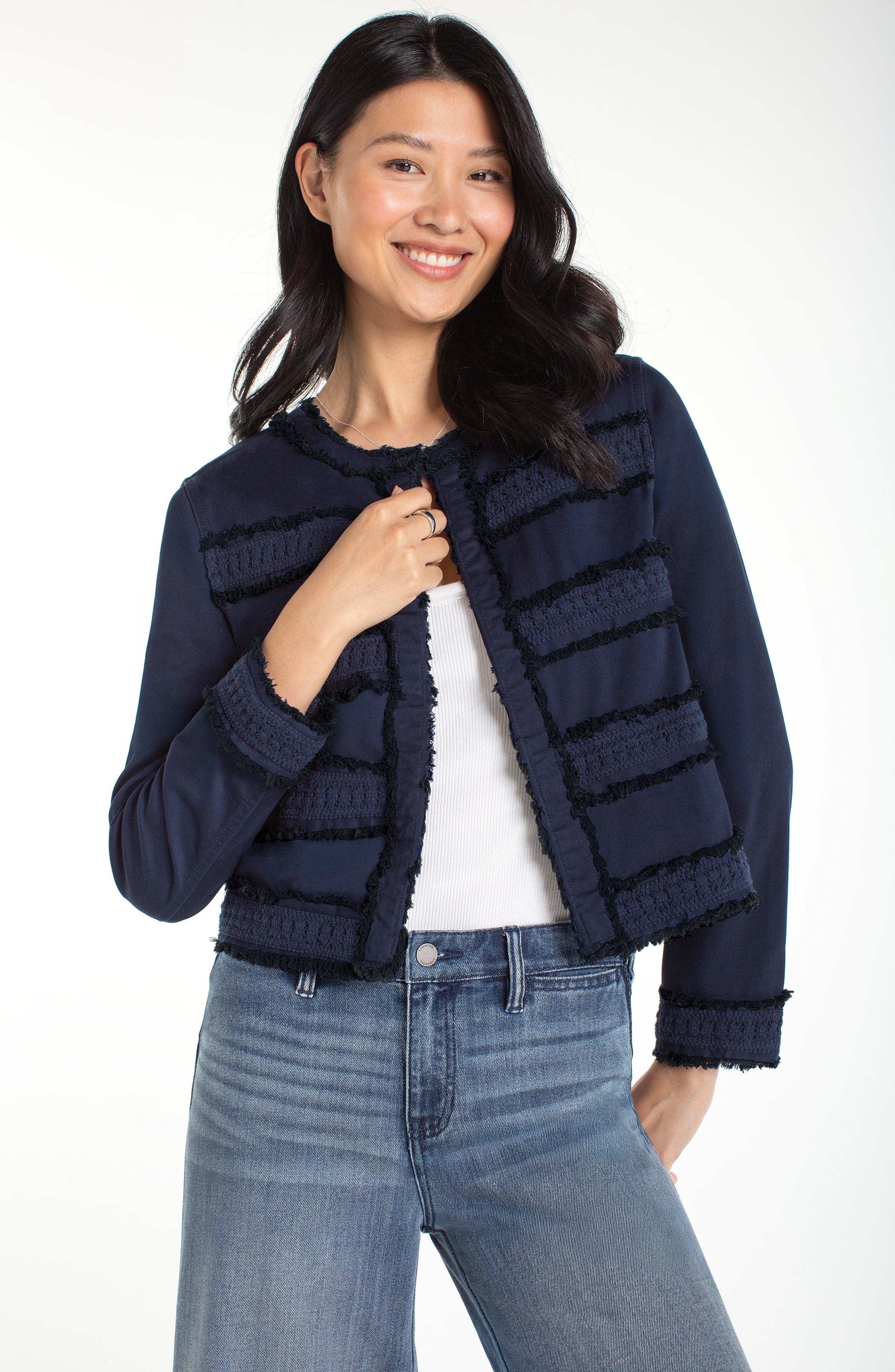 Deep Navy Collarless Jacket