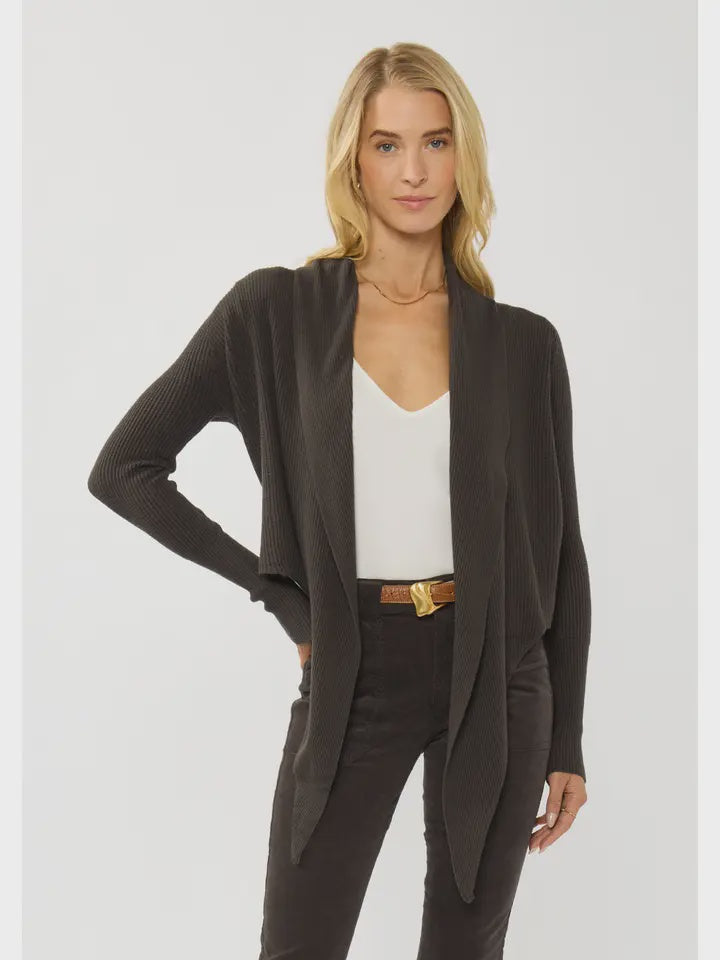 Waffle knit Dark brown Tie front