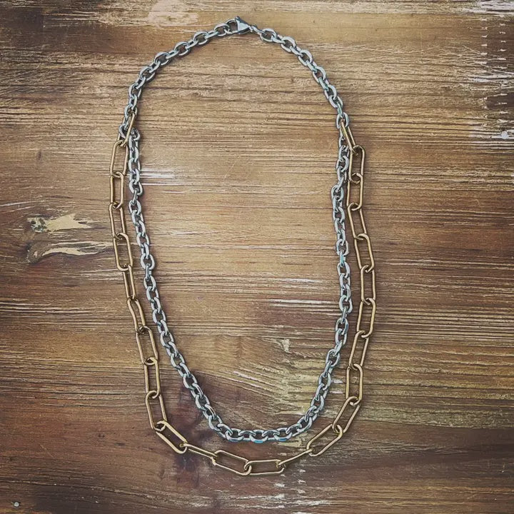 Duet Necklace multi metals