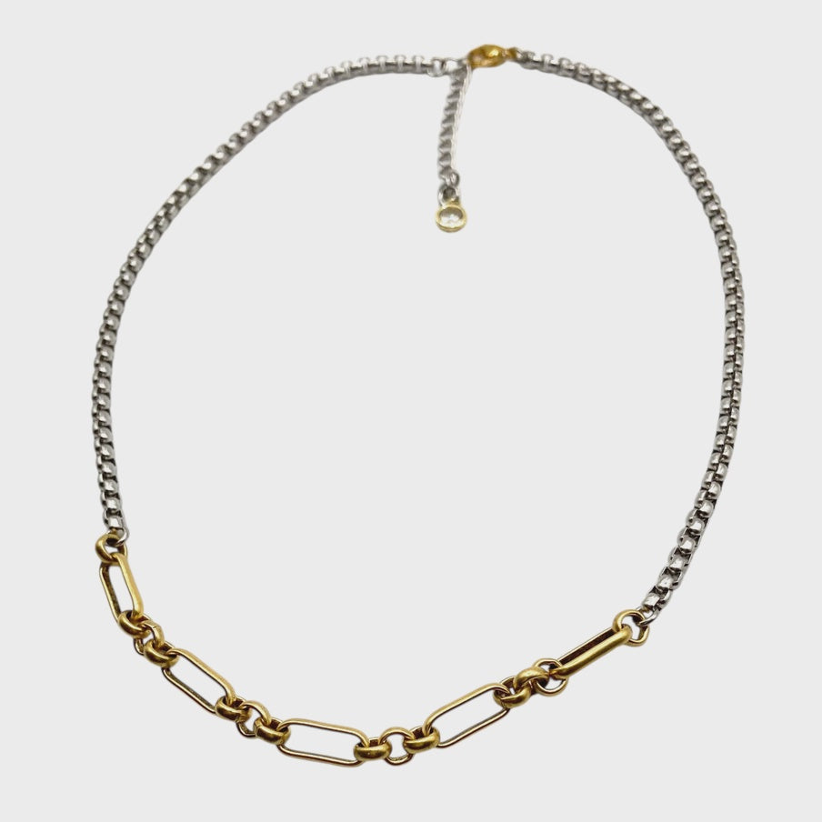 Two Tone Mixed Metal Chain Necklace