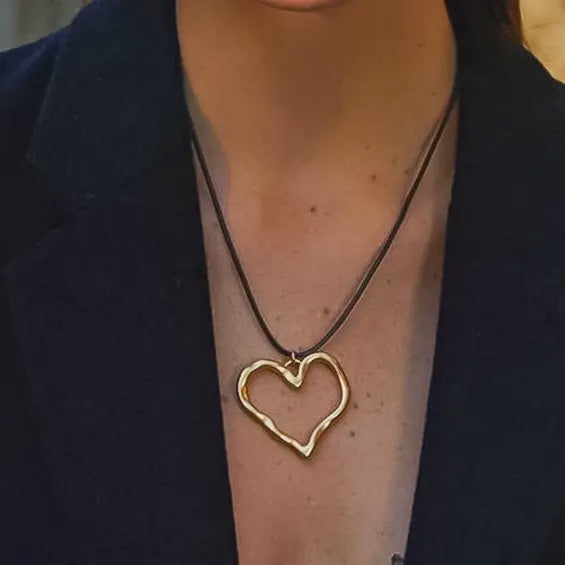 Jeffrey 18K Gold Non-Tarnish Large Heart Necklace