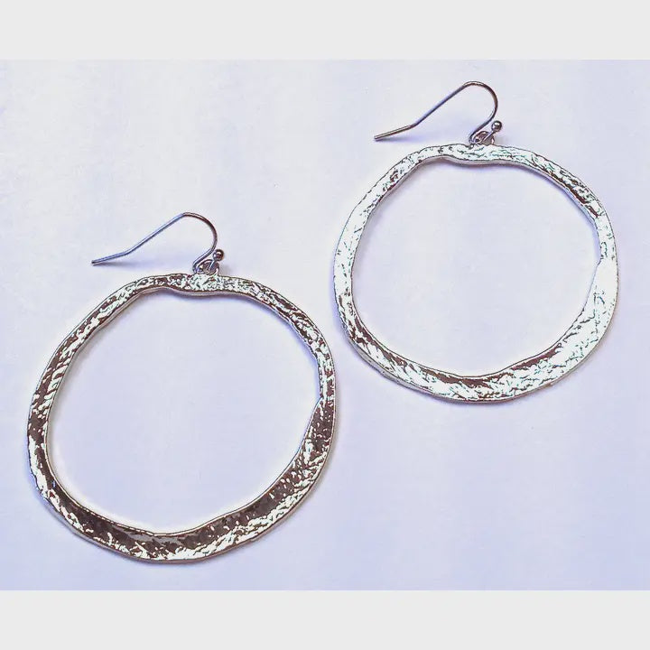 Elegant Silver Hammered Dangle Earrings silver
