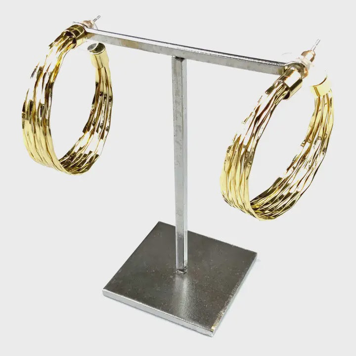 Multi Wires Gold Hoop Earrings