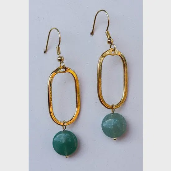 Mila Earrings Green Gold