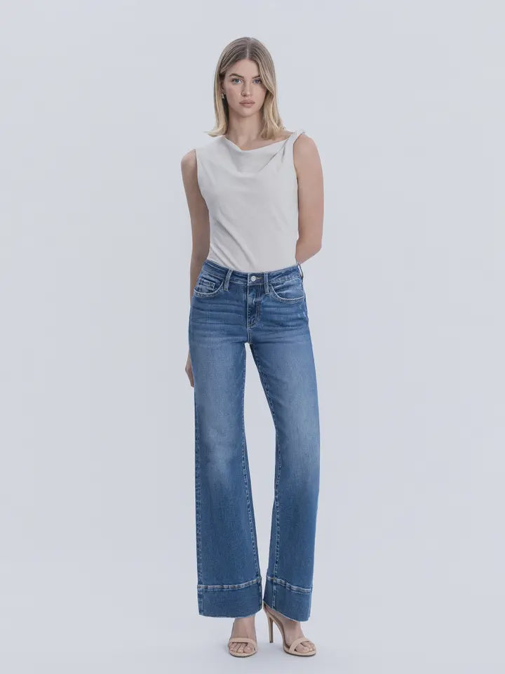 High Rise Trouser Hem Vintage Flare Jeans