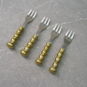 Gold Beaded Handle forks set4