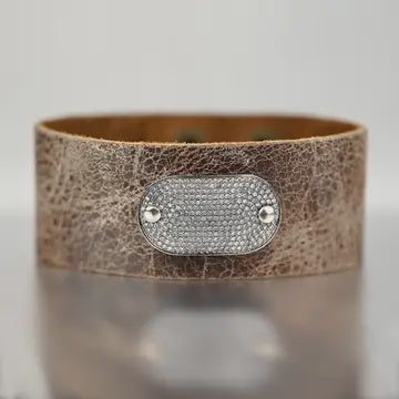 Pave oval stacker cuff brown