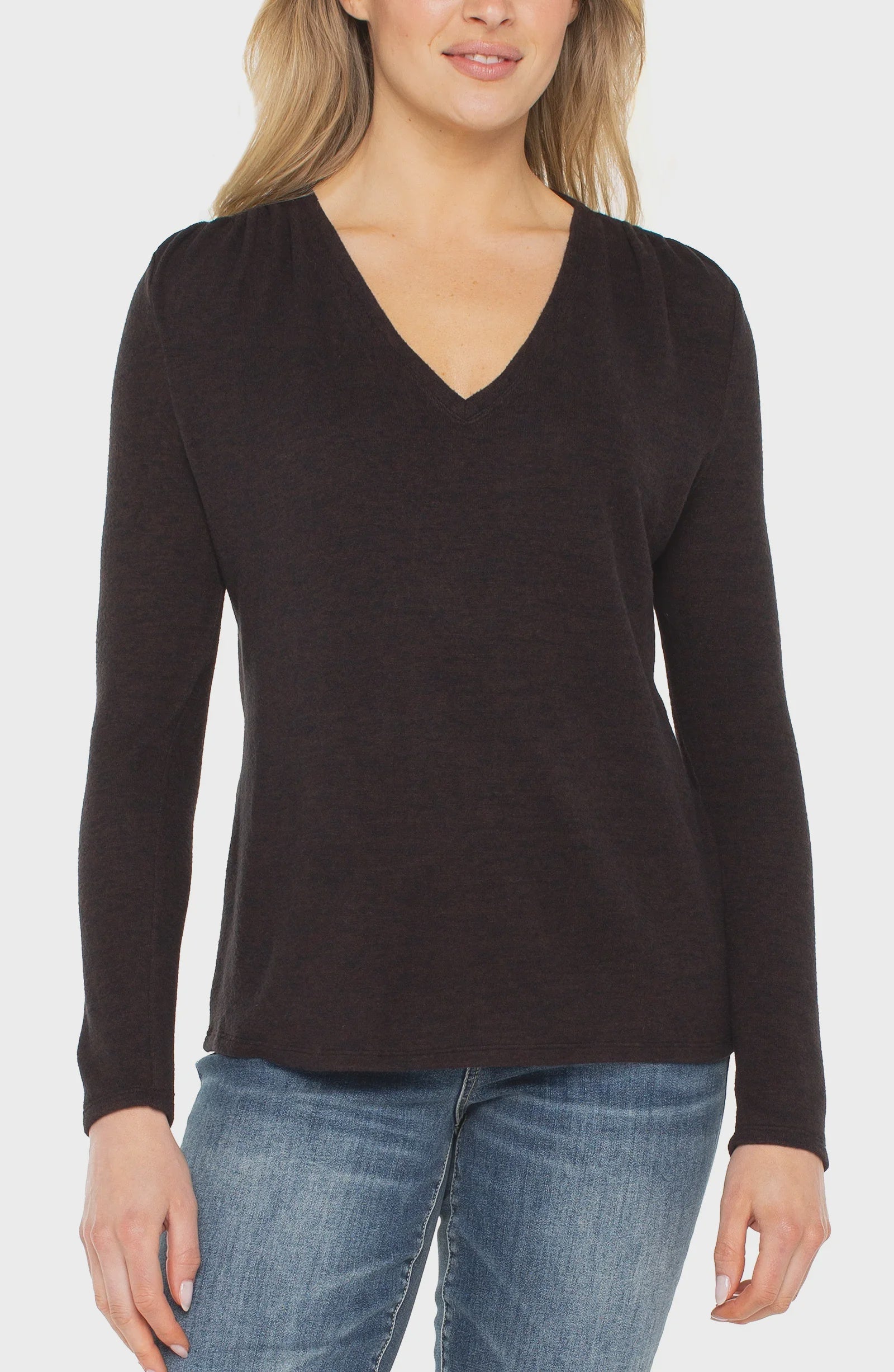 Long brown v neck Sweater top
